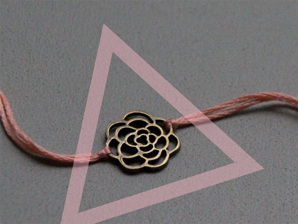 pastel peach wish bracelet charm brass bronze friendship bracelet wishlet letterhappy etsy best friend flower bridesmaid mothers day jewelry