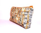 Medium Zipper Pouch Cosmetic Case Pencil Case Toiletry Bag Liberty of London in Gold and Black