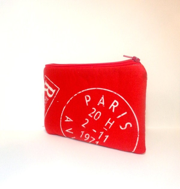 Medium Zipper Pouch Cosmetic Case Pencil Case Toiletry Bag  Paris Postage