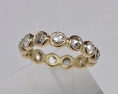 White rose cut sapphire endless bezel ring - sapphire eternity band - 18k gold