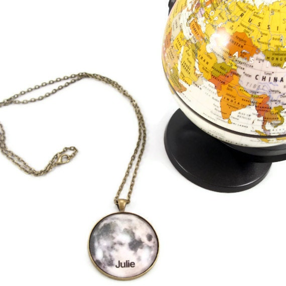 Moon Necklace Science Astronomy Glass Tile Planet Pendants