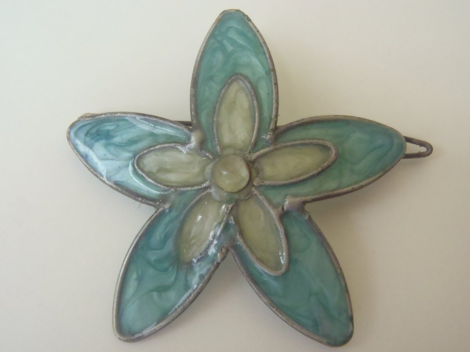Vintage Flower Barrette Looks like Stained Glass MOD