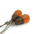 Brown Topaz Earrings - Drop Earrings - Drop Beads, Rustic, Brown, Cocoa, Camel, Antiqued, Bronze, Brass, Old look, Jewelry Drop Earrings