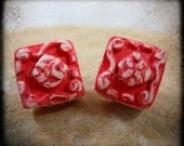 Polymer clay stud earrings. Ancient ruins. Rustic, red, tile, South America. Free US shipping.