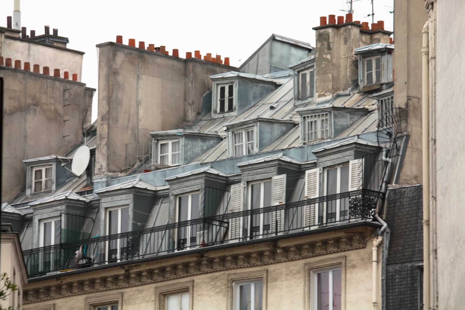 Paris Photography - Paris Rooftops Higher and Higher - 8x10 fine art photograph - soft blue and grey tones Paris, France