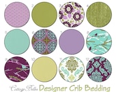 Changing Pad Cover - Aviary Aqua Purple -  Damask Birds Flowers by Cottage Belles