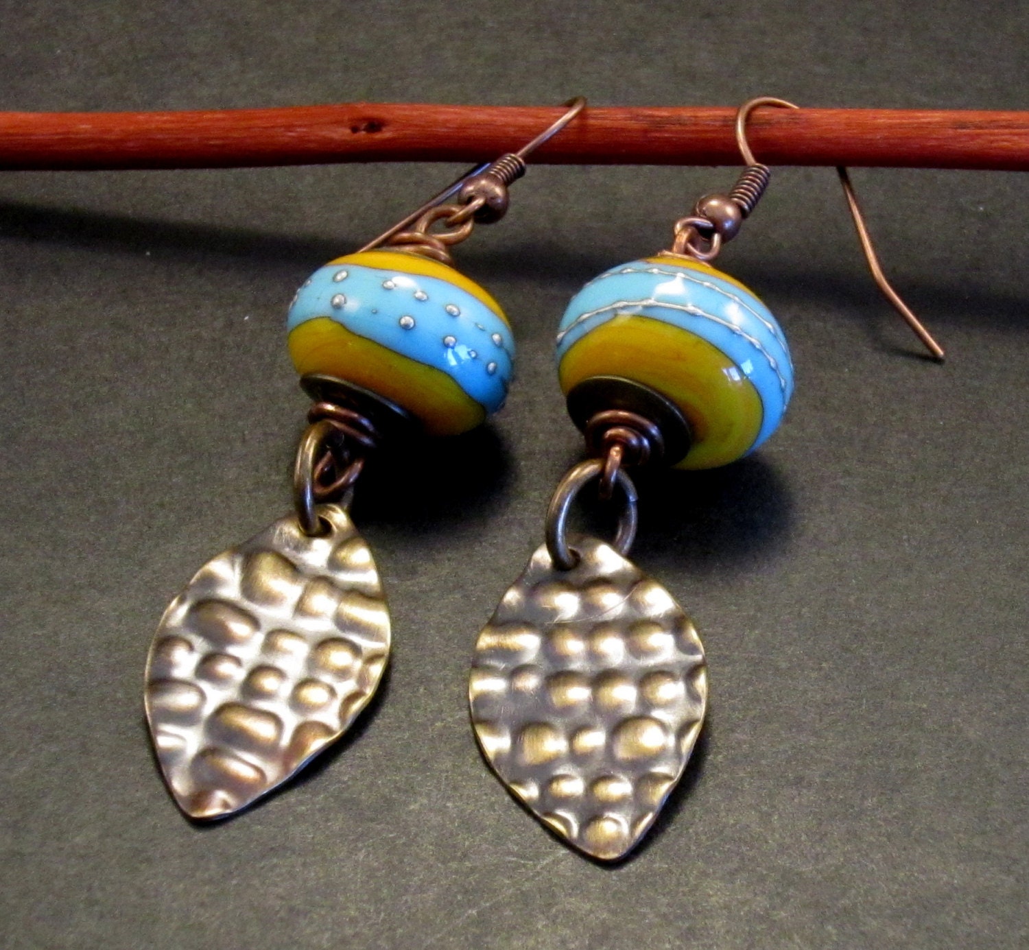 Turquoise and Yellow Earrings