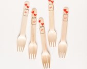 Mason Jar Love - 20 Wooden Forks - Perfect for Weddings & Parties