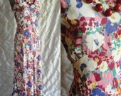 Maxi Dress //30s Dress // 40s Dress // Vintage 1930s 1940s Floral Summer Maxi Dress Size M
