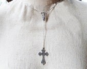 Cross Jewelry Y Necklace Virgin Mary and Gothic Cross silver