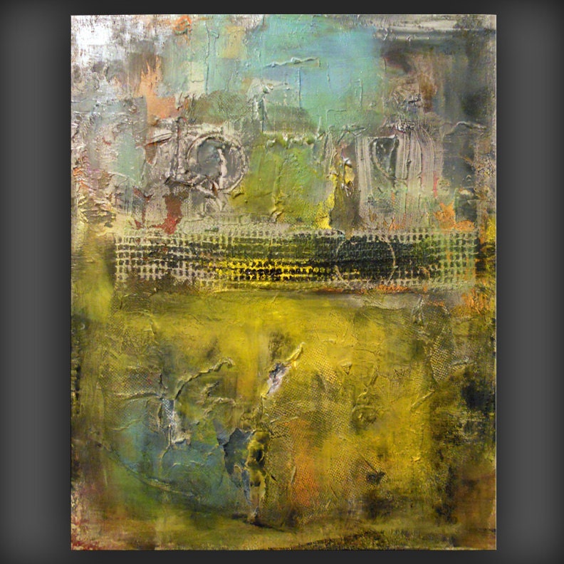 art painting abstract painting original steampunk decay textured palette knife texture original abstract painting 22 x 28