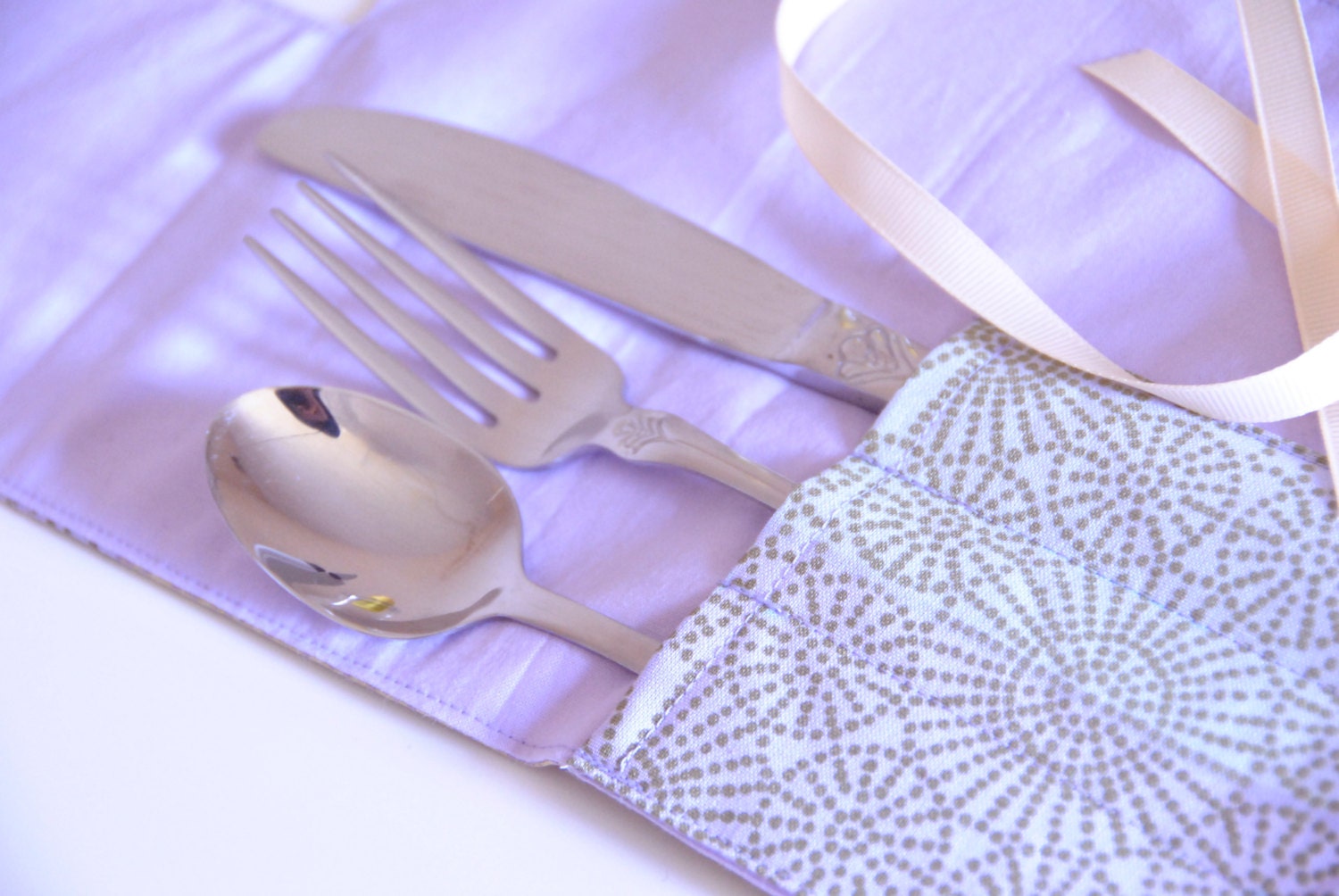 Flatware Pouch - Marimekko -  Kioto - shades of purple / olive / mustard