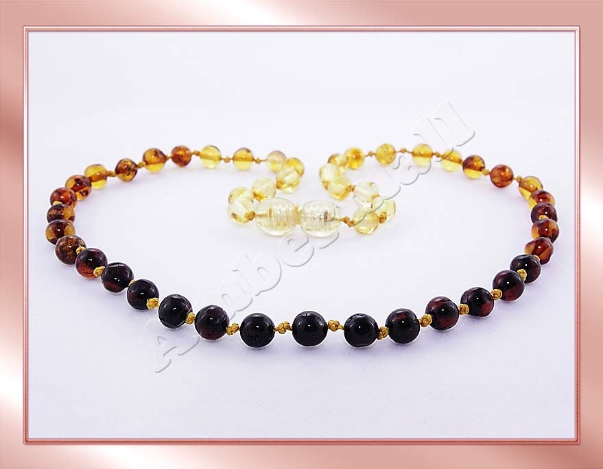 Rainbow baltic amber teething necklace