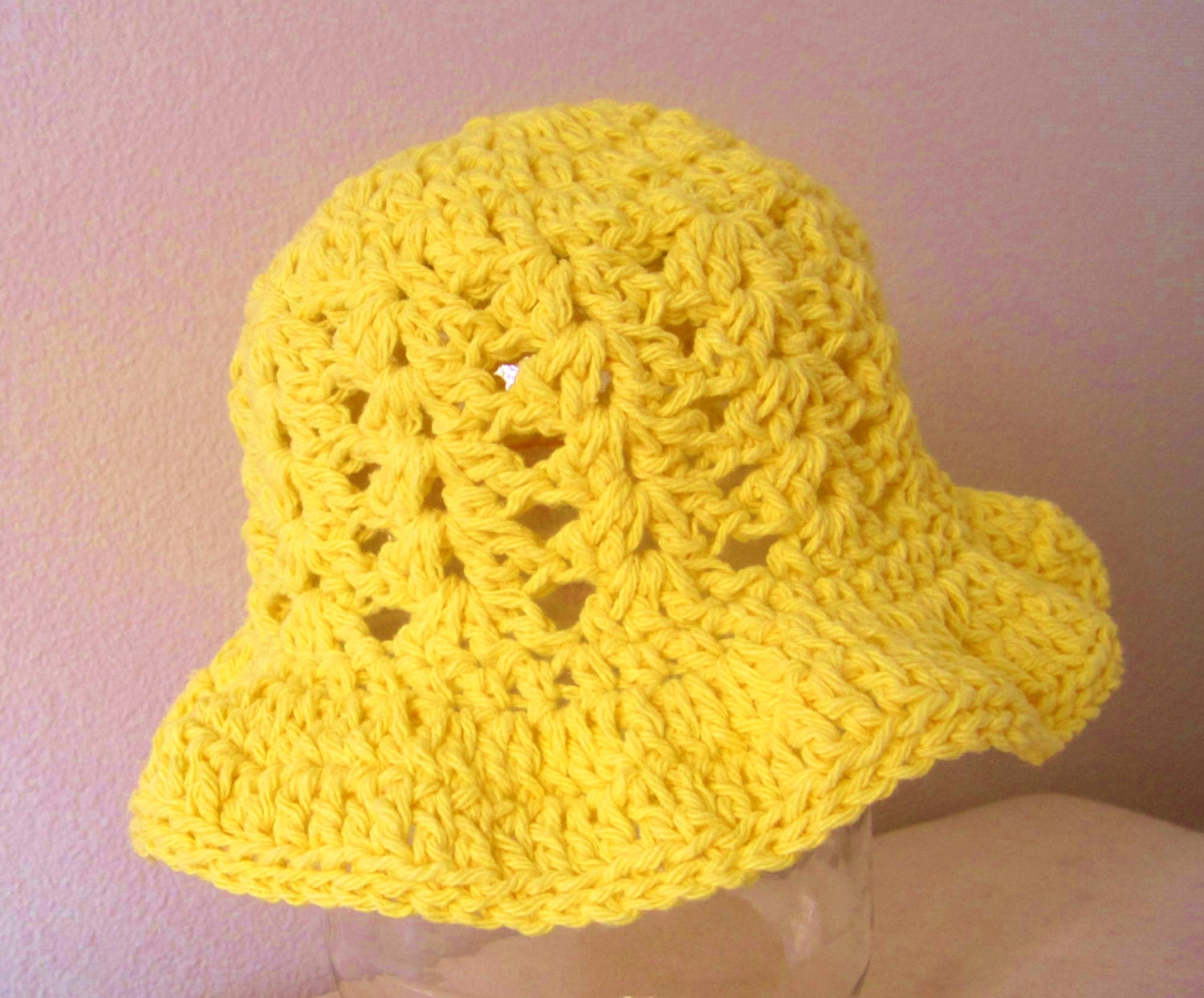 Crocheted Floppy Summer Hat for Young Girl - Sunny Yellow