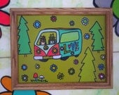 Peace Owl VW Adventure Mobile Original Painting
