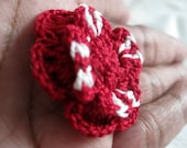 Crochet Boutonniere, Men's Tiny Red Suit Lapel Flower