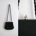 vintage small black satin evening purse with CROWN CLASP & BRAIDED strap.