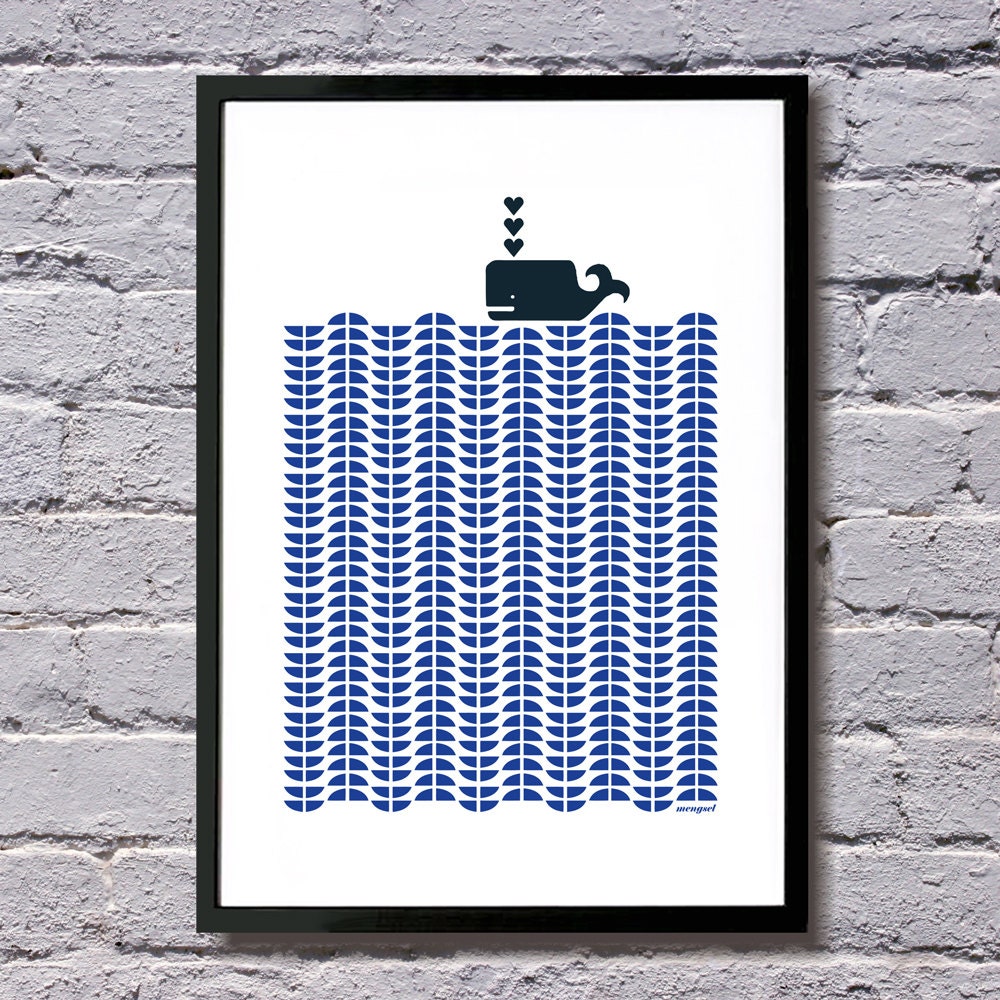 Whale A3 delft blue