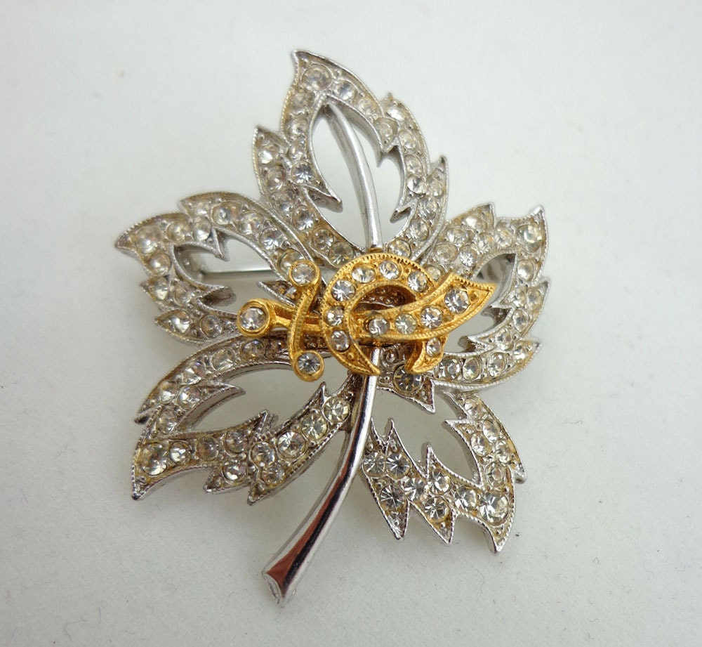 Vintage ORA Masonic Shriners Scimitar Rhinestone Brooch Pin Signed Silver Gold Tone Eastern Star