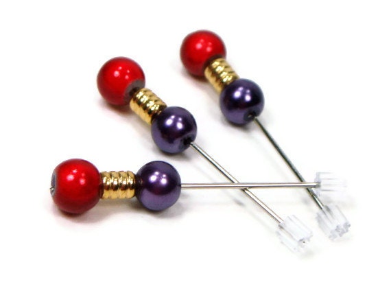 Counting Pins, Marking Pins, Cross Stitch, Needlepoint, Hardanger, Purple, Red,  DIY Crafts, TJBdesigns