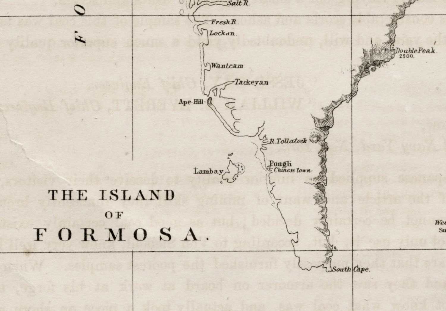 1856 Antique Map of the Island of Formosa (now Taiwan). From the Perry Expedition