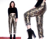 Rare GENNY Designer Jeans // harem pants, metallic tapestry patterned pants, ITALIAN Designer, high waist pants // FREE Worldwide Shipping