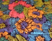 Vintage Bright Floral Rectangle Tablecloth / Reclaimed Linens