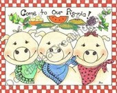Summer Picnic Party Invitations - Pig Out (INV101) Invite Friends and Family