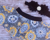 Baby twirl skit.. and coordinating shabby headband....Newborn skirt ..READY TO SHIP...Great for everyday wear..