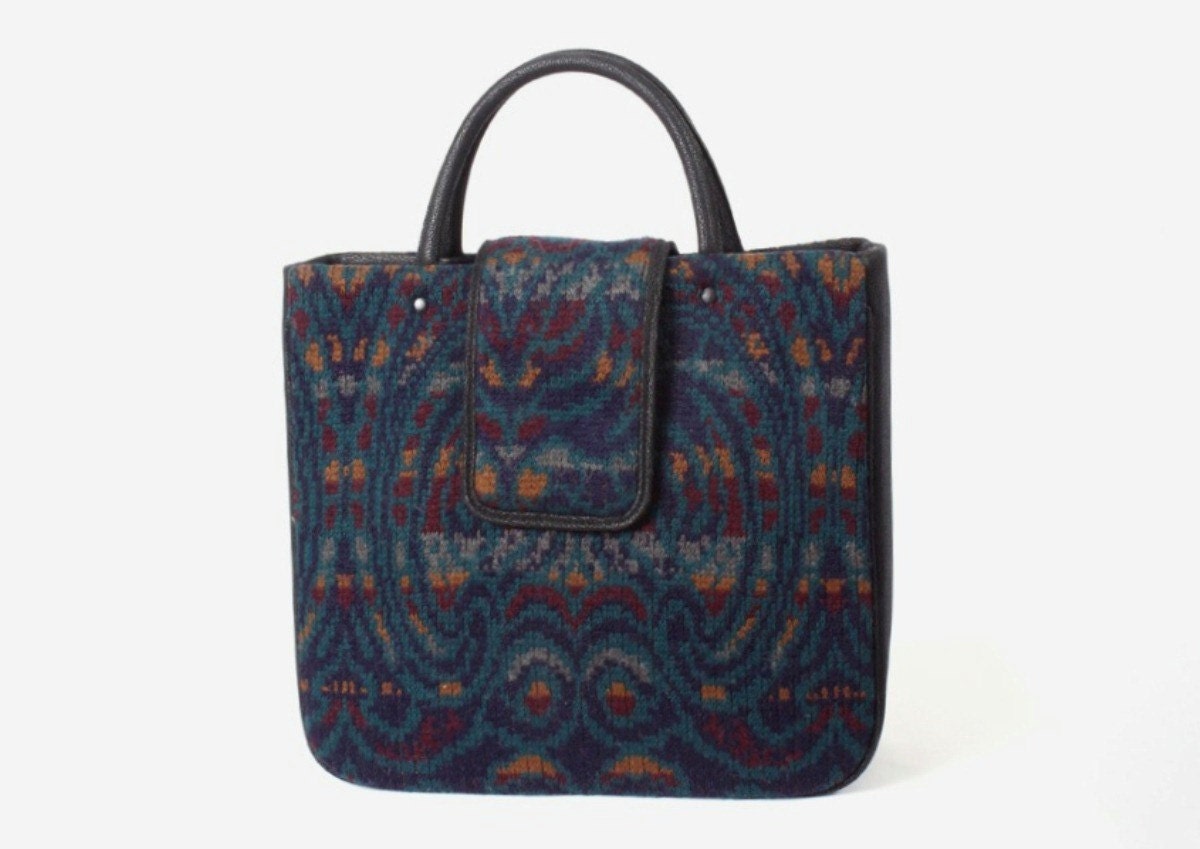 top handle structured upcycled sweater Tote bag