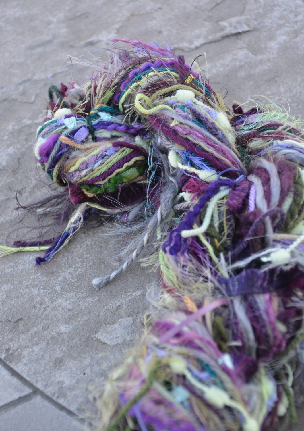Diva-Stash Custom Blend Scarf Skein Yarn - 78 yards Multitextural hand-tied novelty yarn skien