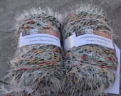 Custom Blend Yarn - 130 yds per skein, double skein, 3 ply multitextural pom, acrylic, eyelash fiber and soft acrylic blend