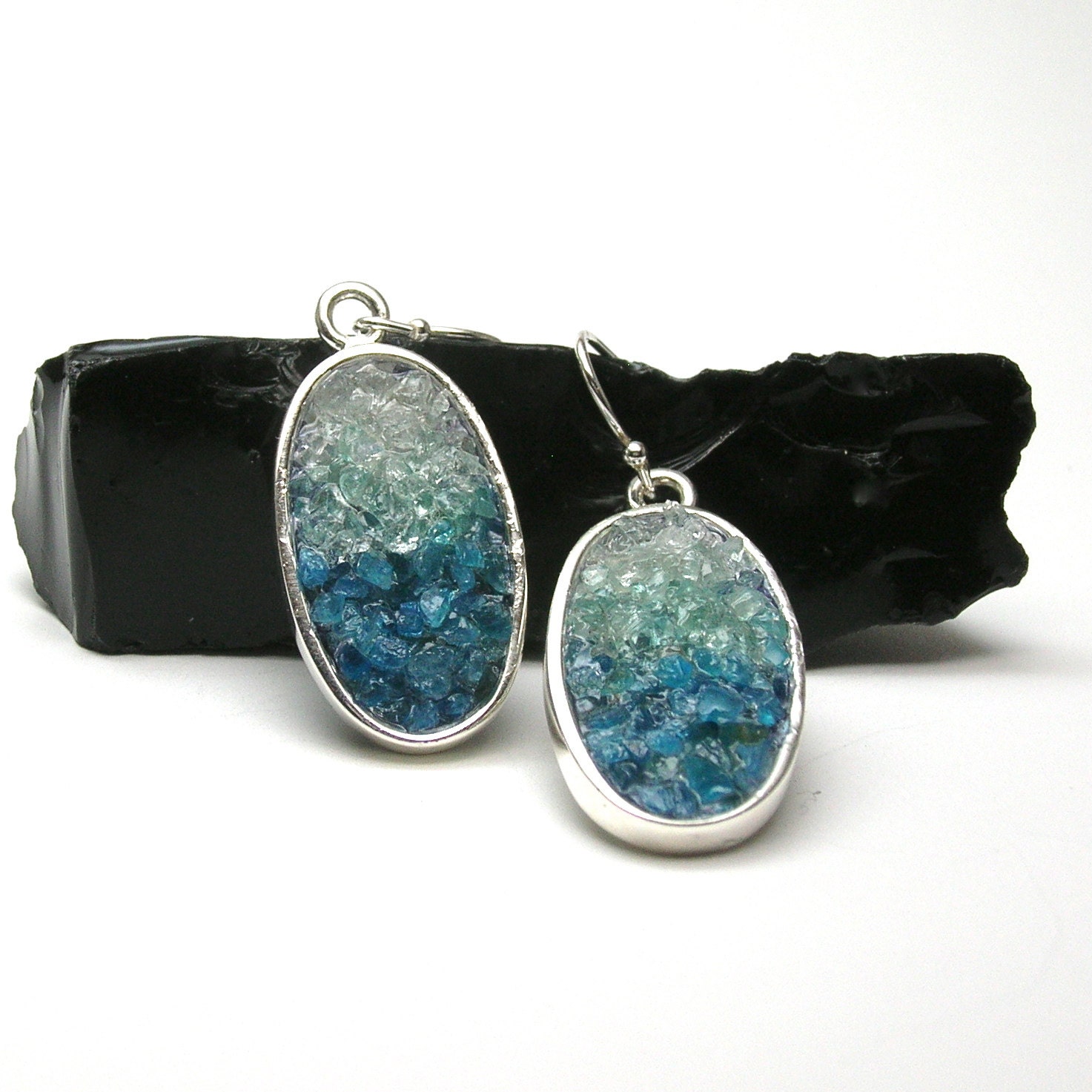 Gemstone Earrings - Aquamarine and Apatite - Mosaic Jewelry