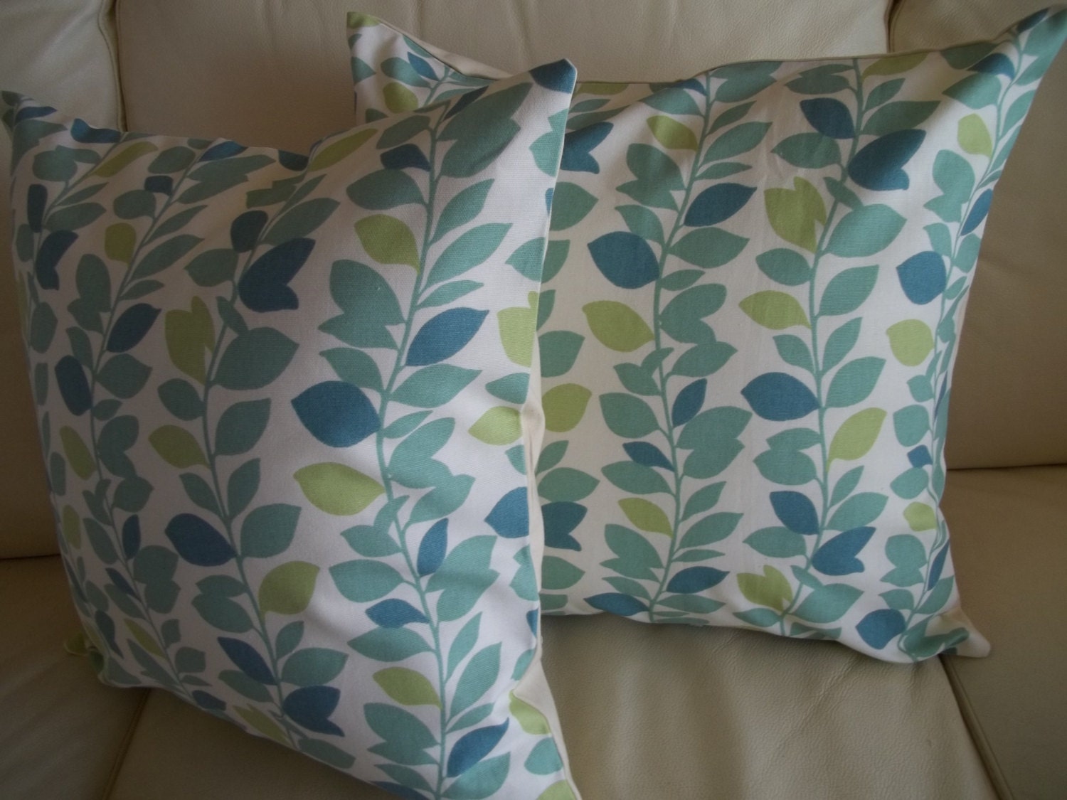 Throw Pillow Covers Set of 2 Modern Vine Aqua