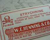 Antique Strychnine Pharmacy Gummed Labels