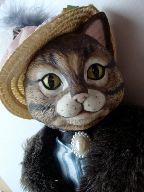 Antique Rare Porcelain Lifelike CaT Doll