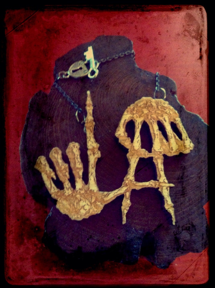 LA Skeleton Hands LARGE necklace