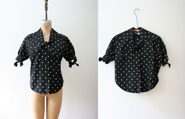 1950s blouse / polka dot blouse / Happy All Day blouse
