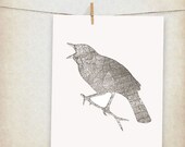 state bird of mississippi mockingbird map bird - 10x8" print