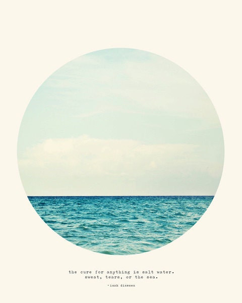 Salt Water Cure Print -  Ocean, Sea, Circle, Summer, 8x10, Typography, Beach, Decor, Waves, Typography, Original - Tina Crespo Photography -
