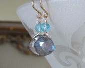 Labradorite Briolette Earrings with Apatite