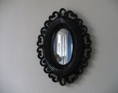 Faux Wicker Mirror Painted Black
