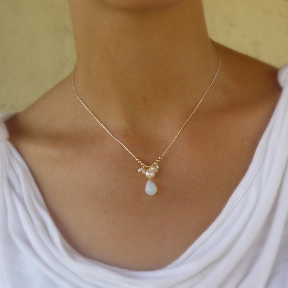 Bridesmaid Gift, Wedding Jewelry, Pearl Necklace, Pearl Wedding Jewelry, Silver Pearl Drop Necklace, Bridal Jewelry, Drop Necklace