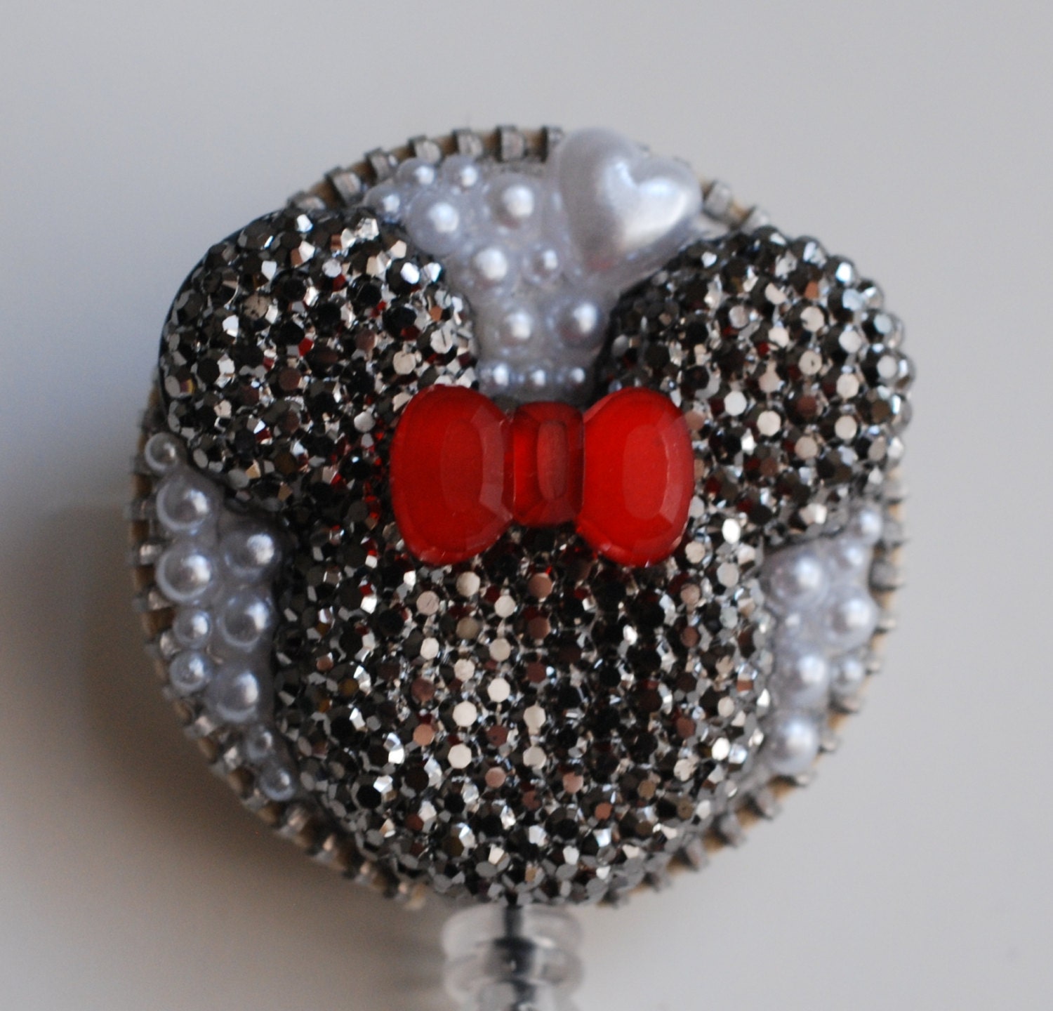 Minnie Mouse Silvery Silhouette Vintage Zipper ID Badge Reel - RN ID Badge Holder - Retractable Reel