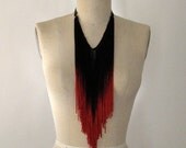 50% OFF SALE Crimson Red Fringe Necklace