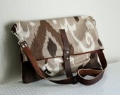 Ikat Purse Brown Foldover Cross Body