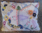 Blue Multi Crazy Quilt Pillow