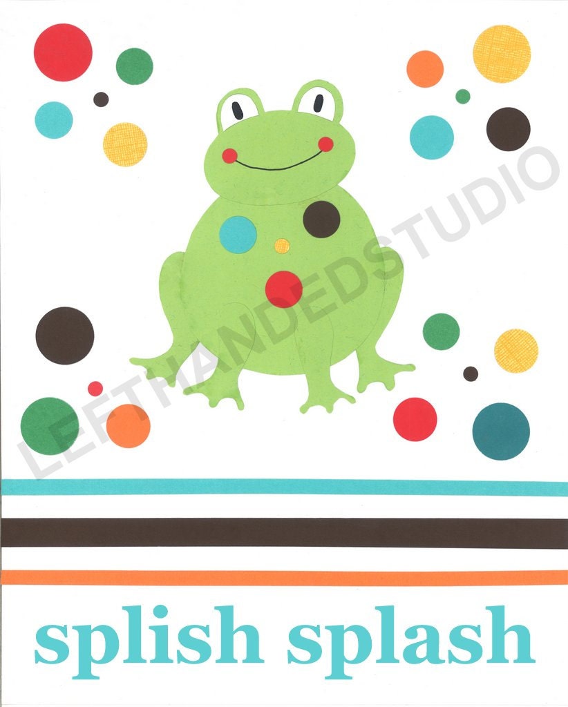 Kohl's Jumping Bean FROG and MONKEY, Art Print, Children's Art Print, Bath Art Print, 8x10,