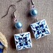 Portugal Blue Azulejo Tiles Replica Earrings - PORTO - Sousa and Martins (see actual Facade photos) waterproof and reversible
