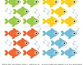 School of Fish Wall Decal Set of 20 with bonus water bubbles